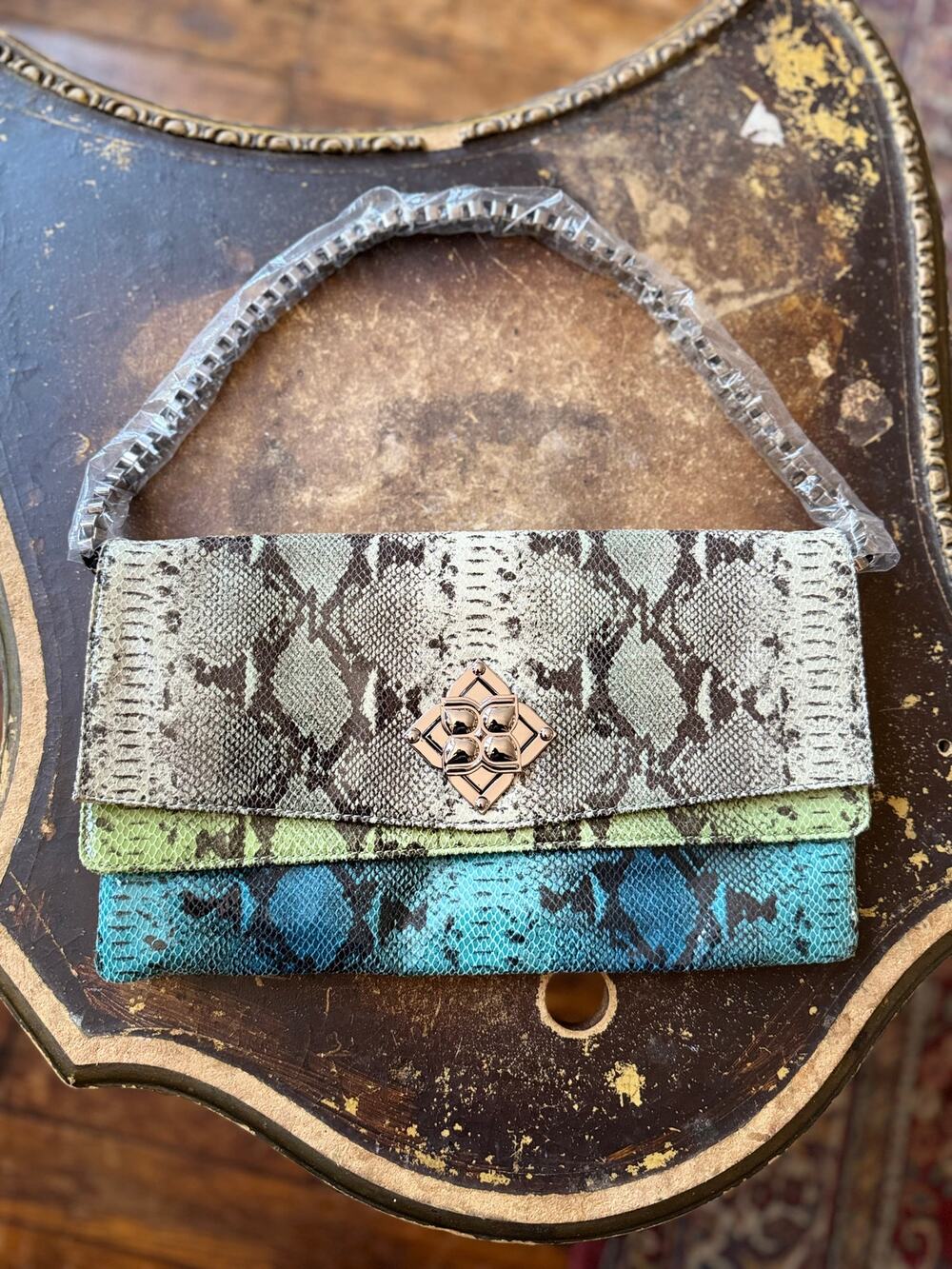 NWT BCBG Maxazria Caribbean Double Flap Turnlock Bag